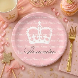 Plato De Papel Princesa Rosa y Blanca