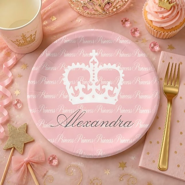 Plato De Papel Princesa Rosa y Blanca (Subido por el creador)