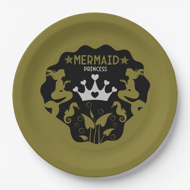 Plato De Papel Princesa Sirena Niña (Anverso)