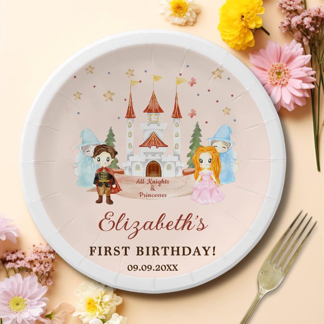 Plato De Papel Princesas rosas y fiesta de cumpleaños de Chicas C (Subido por el creador)