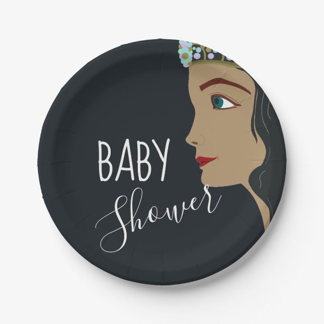 Plato De Papel Princess Blue Baby Shower (Anverso)