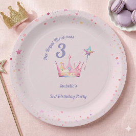 Plato De Papel Princess Crown 3rd Birthday Royal Threeness