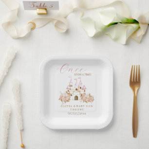 Plato De Papel Princess Gold Castle Baby Shower