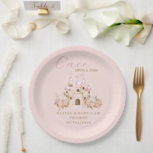 Plato De Papel Princess Gold Castle Baby Shower