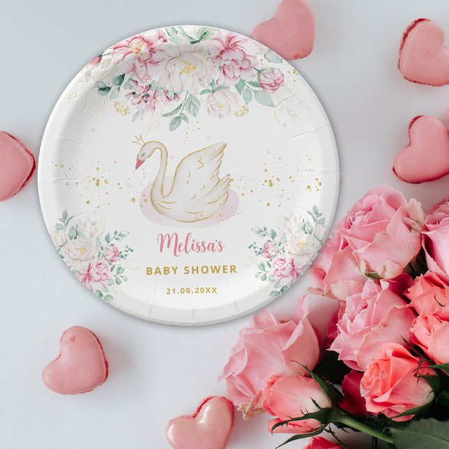 Plato De Papel Princess Swan Baby Shower (Subido por el creador)