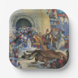 Plato De Papel Princess's Birthday Dragon Folded Greeting Card