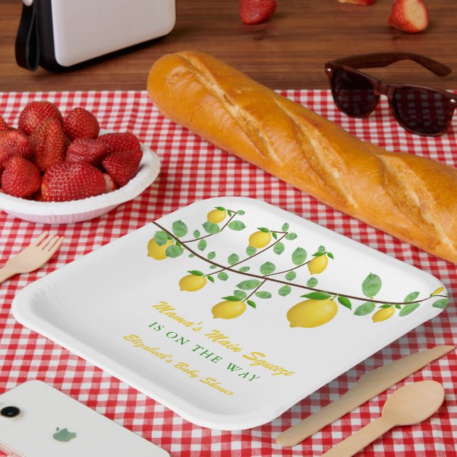 Plato De Papel Principal Squeeze Lemon Género Neutral Baby Shower (Picnic)