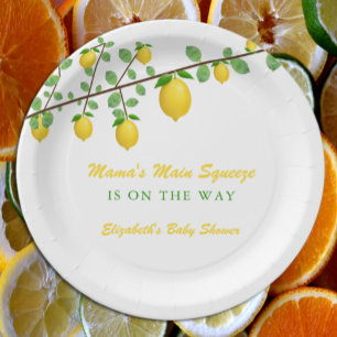 Plato De Papel Principal Squeeze Lemon Género Neutral Baby Shower