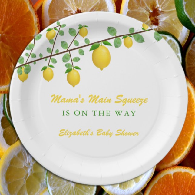 Plato De Papel Principal Squeeze Lemon Género Neutral Baby Shower (Subido por el creador)
