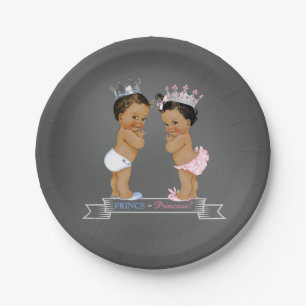 Plato De Papel Príncipe Étnico Princesa Chalk Baby Shower