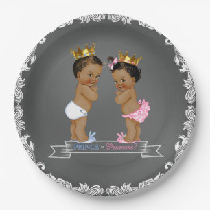 Plato De Papel Príncipe étnico Princesa Pizarra Baby Shower