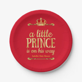 Plato De Papel Principito de oro rojo camino a Baby Shower
