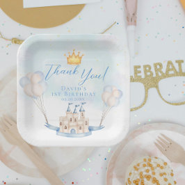 Plato De Papel Principito Fairytale Castillo Crown Primer Cumplea