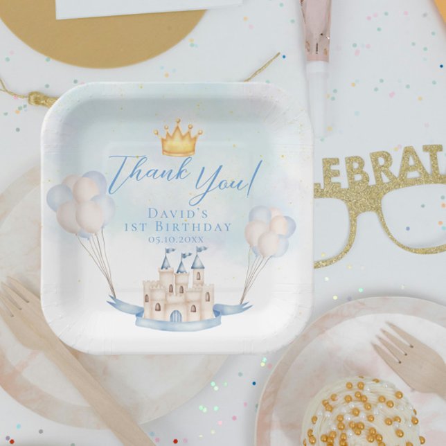 Plato De Papel Principito Fairytale Castillo Crown Primer Cumplea (Subido por el creador)