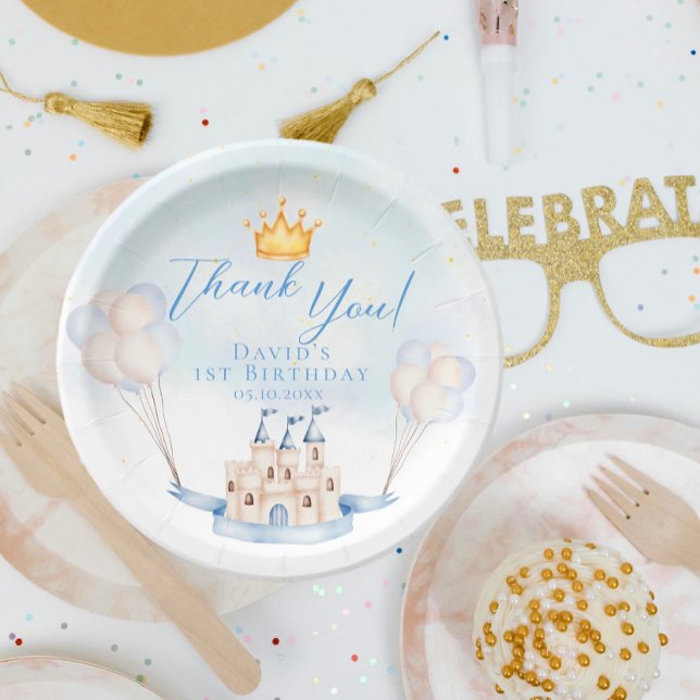 Plato De Papel Principito Fairytale Castillo Crown Primer Cumplea (Subido por el creador)