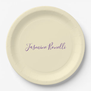 Plato De Papel Profesional Minimalista Moderno Color Beige Pastel