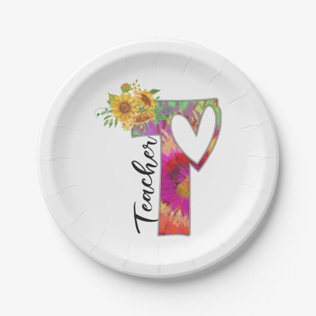 Plato De Papel Profesora de Flores de Arte (Anverso)