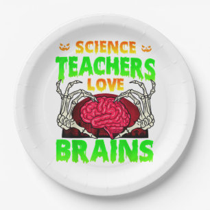 Plato De Papel Profesores Brains Skeleton Halloween