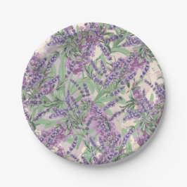 Plato De Papel Profusión de lavanda Polvo de lavanda Floral rústi