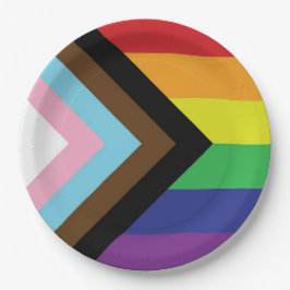 Plato De Papel Progressive LGBTQIA Flag