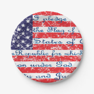 Plato De Papel Promesa de Allegiance Bandera de los Estados Unido