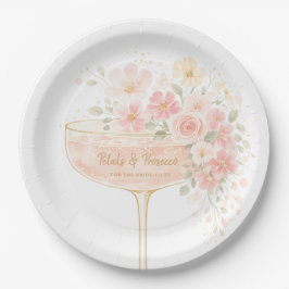 Plato De Papel Prosecco Romántico y Pétalos Despedida de Soltera