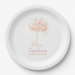 Plato De Papel Prosecco Romántico y Pétalos Despedida de Soltera