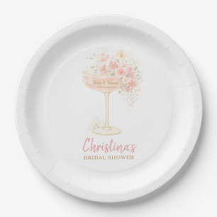 Plato De Papel Prosecco Romántico y Pétalos Despedida de Soltera