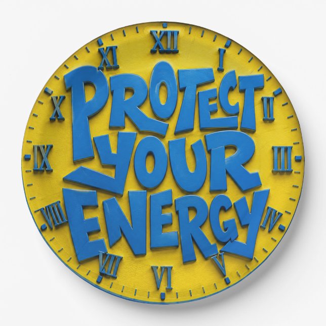 Plato De Papel Protect Your Energy Positive Mindset Home & Office (Anverso)