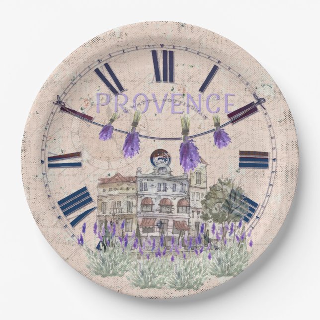 Plato De Papel Provenza Francia Lavender Flor Amor de verano (Anverso)