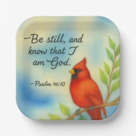 Plato De Papel Psalm 46:10 Be Still Red Cardinal Scripture Nature
