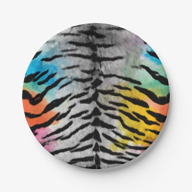Plato De Papel Psicodelic Night Tiger Skin Print (Anverso)