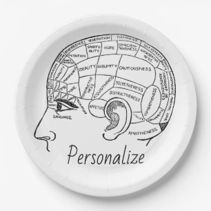 Plato De Papel Psicología frenología vintage psiquiatría cerebro