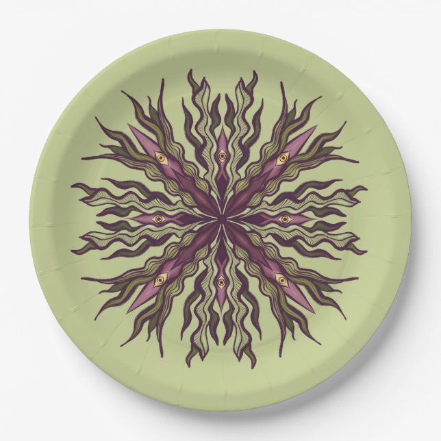 Plato De Papel Psychedelic Eye Plant - Surreal Botanical Mandala (Anverso)