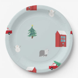 Plato De Papel Pueblo de Invierno