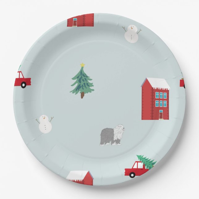 Plato De Papel Pueblo de Invierno (Anverso)