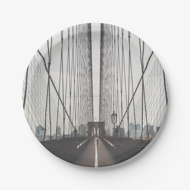 Plato De Papel Puente de Brooklyn, Nueva York (Anverso)
