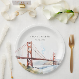 Plato De Papel Puente Golden Gate Paisaje Boda San Francisco
