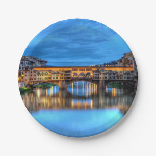 Plato De Papel Puente Ponte vecchio en Florencia, Italia