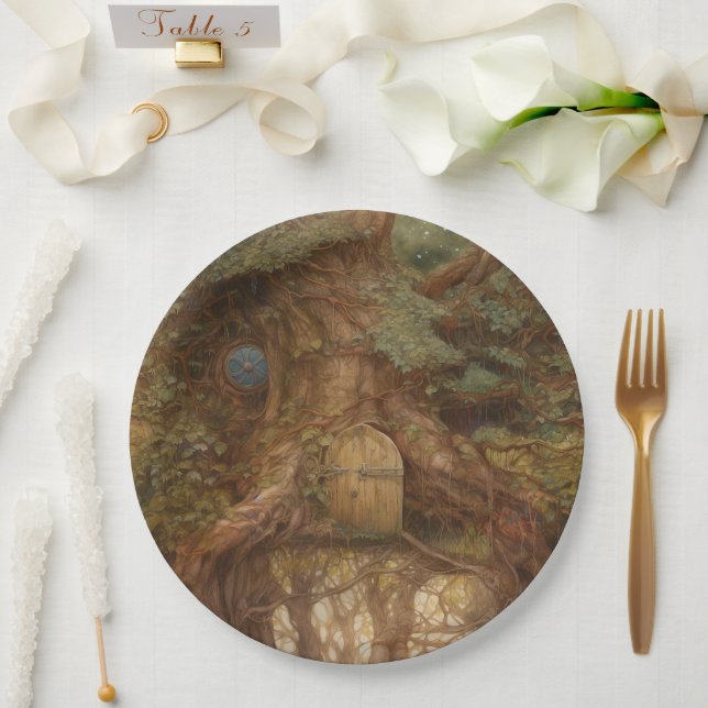 Plato De Papel Puerta de Hada del Bosque (Boda)