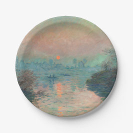 Plato De Papel Puesta de sol de Monet en el Sena Impresionismo de