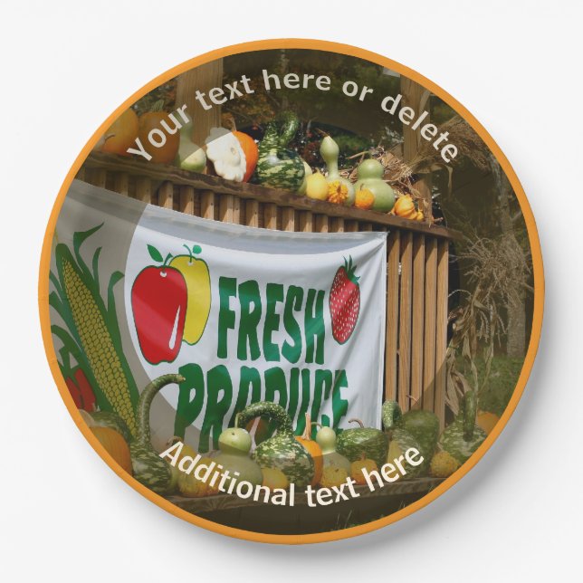 Plato De Papel Puesto de Granja Campestre Fiesta Personalizada (Anverso)