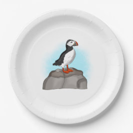 Plato De Papel Puffin dibujado a mano