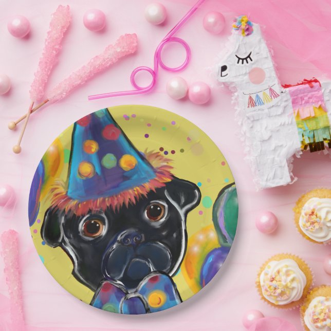 Plato De Papel Pug (Fiesta)