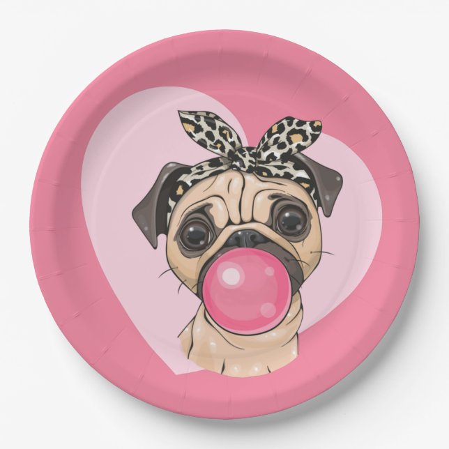 Plato De Papel Pug (Anverso)