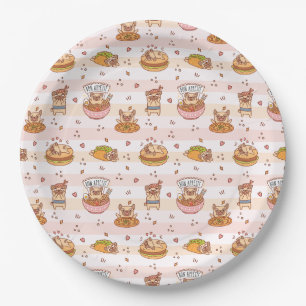 Plato De Papel Pug Bon Appetit Hamburger Taco Food