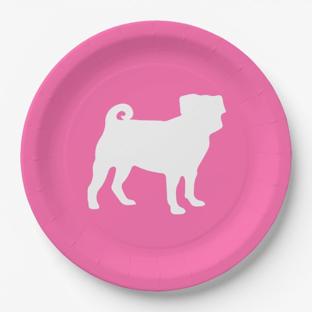 Plato De Papel Pug Dog Baby Shower Pappy Chica (Anverso)