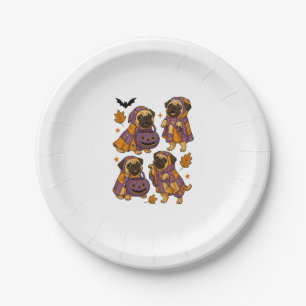 Plato De Papel Pug Dog Ghost Halloween Spooky