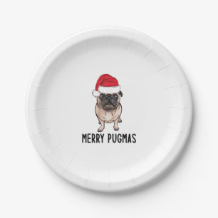 Plato De Papel Pug Merry Christmas Pug Merry Pugmas