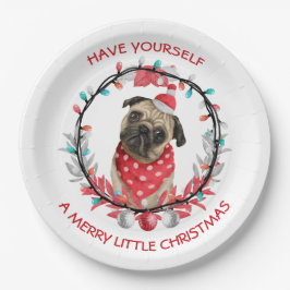 Plato De Papel Pug se tiene a sí mismo un dulce Navidad